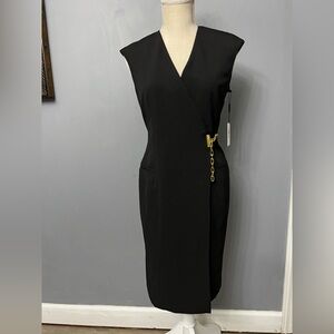 Calvin Klein Black Wrap Midi Dress